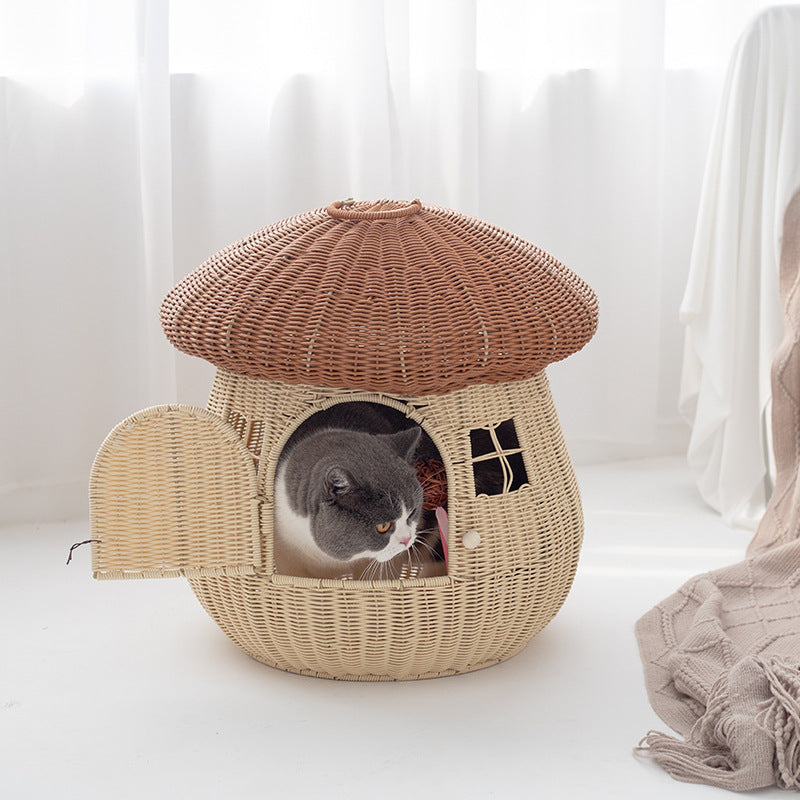 Playful Cat Basket in Mushroom Design | Kelmera