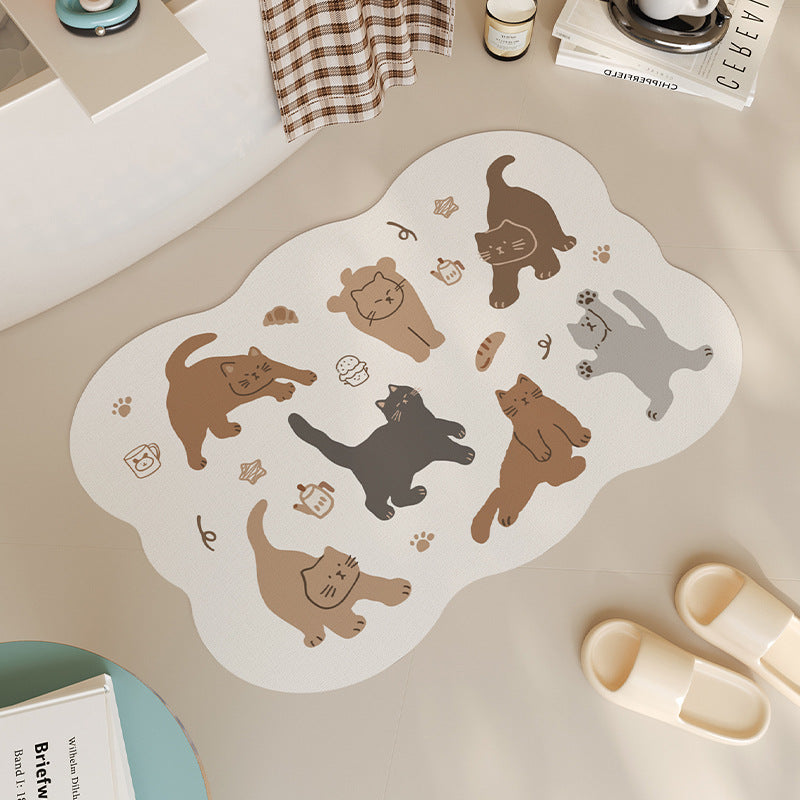 Playful Cat-Themed Bath Mat | Kelmera