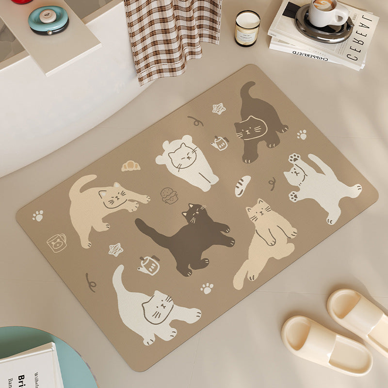 Playful Cat-Themed Bath Mat | Kelmera
