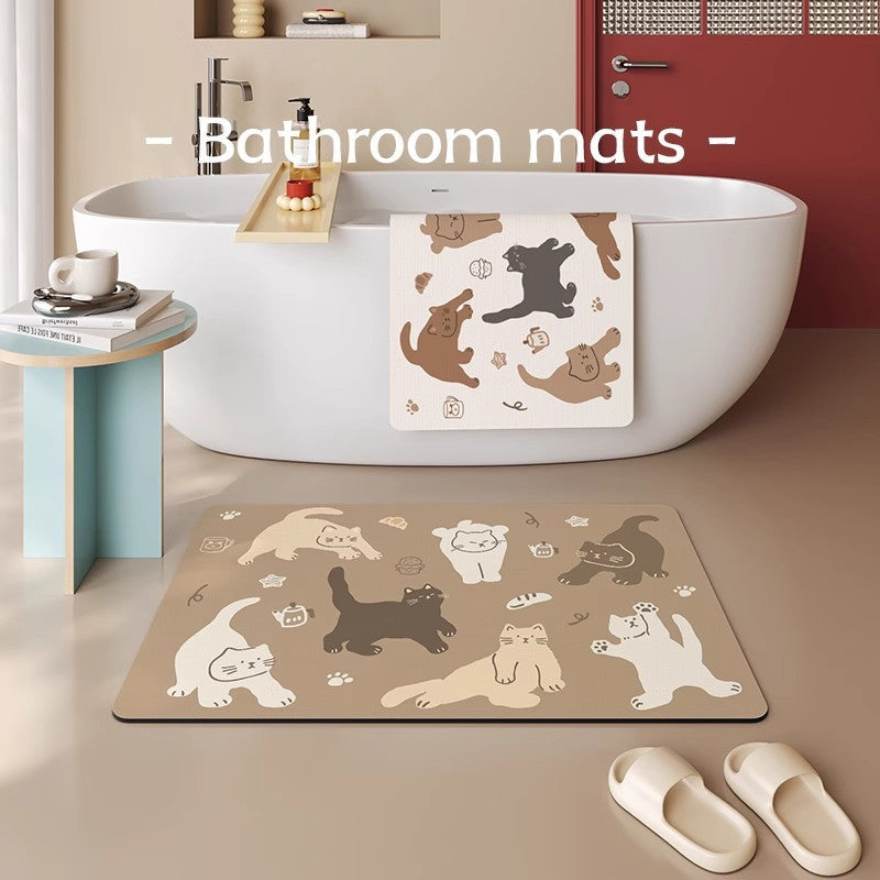 Playful Cat-Themed Bath Mat | Kelmera