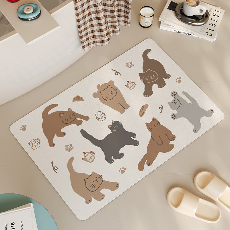 Playful Cat-Themed Bath Mat | Kelmera