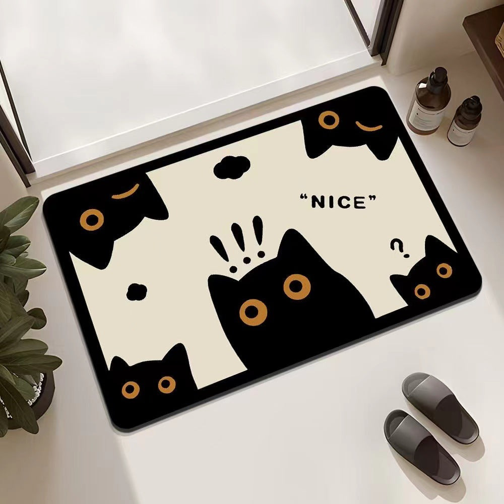 Playful Cat-Themed Entrance Mat Non Slip | Kelmera