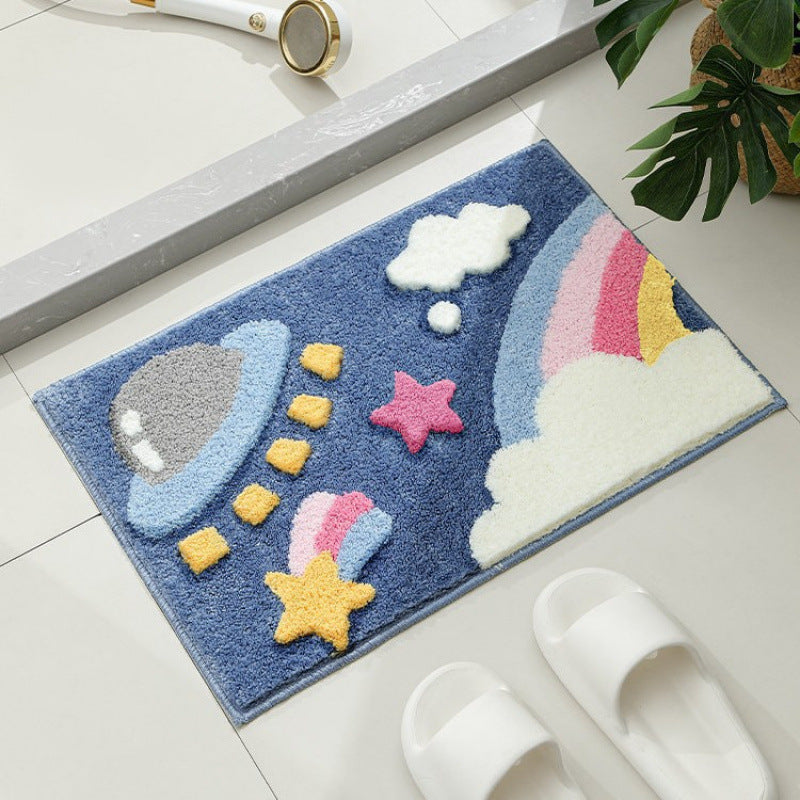 Playful Rocket-Themed Bath Mat | Kelmera
