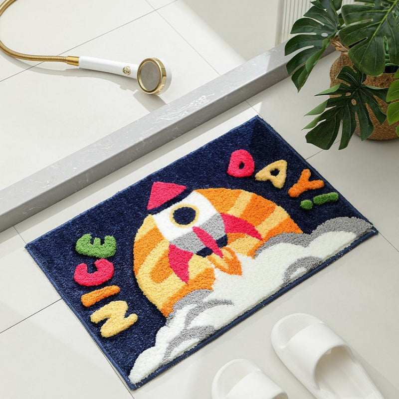 Playful Rocket-Themed Bath Mat | Kelmera