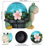 Playful Solar-Powered LED Garden Statue Frog on Turtle Resin Ornament | Kelmera
