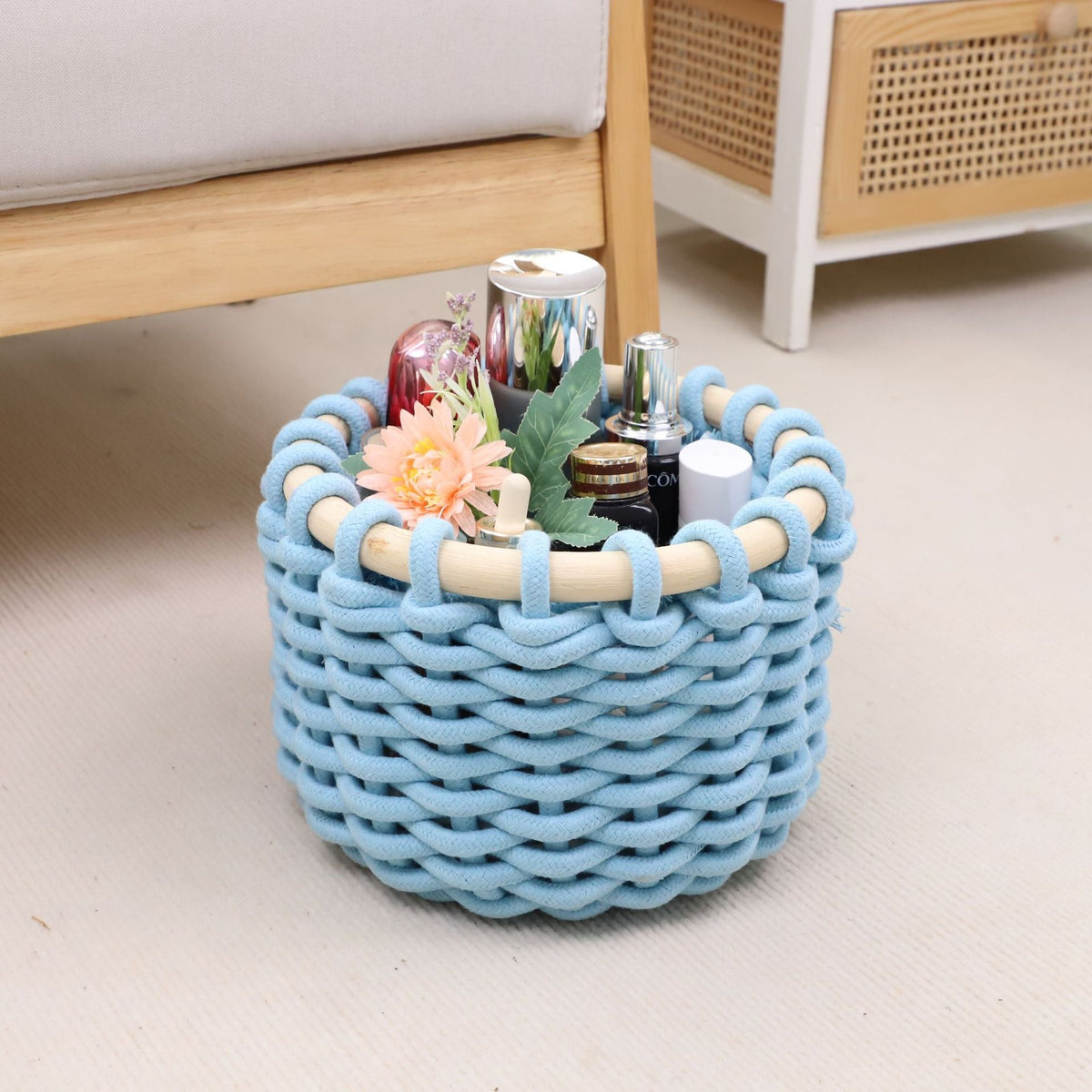 Playful Storage Basket in Animal Design Sky Blue | Kelmera