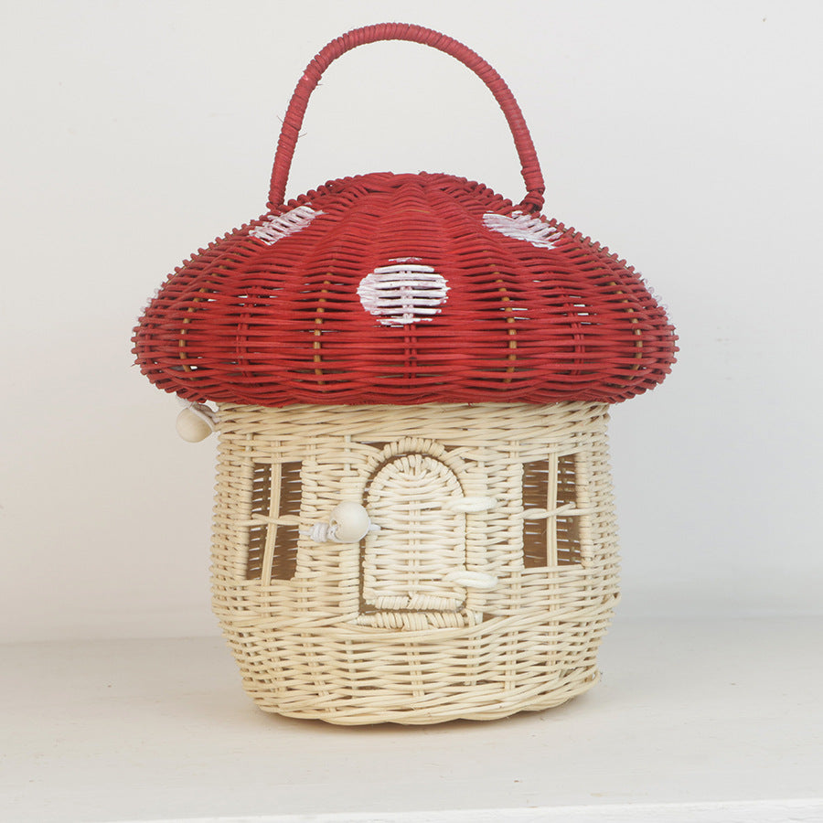 Playful Storage Basket in Mushroom Design Handwoven Handcrafted | Kelmera