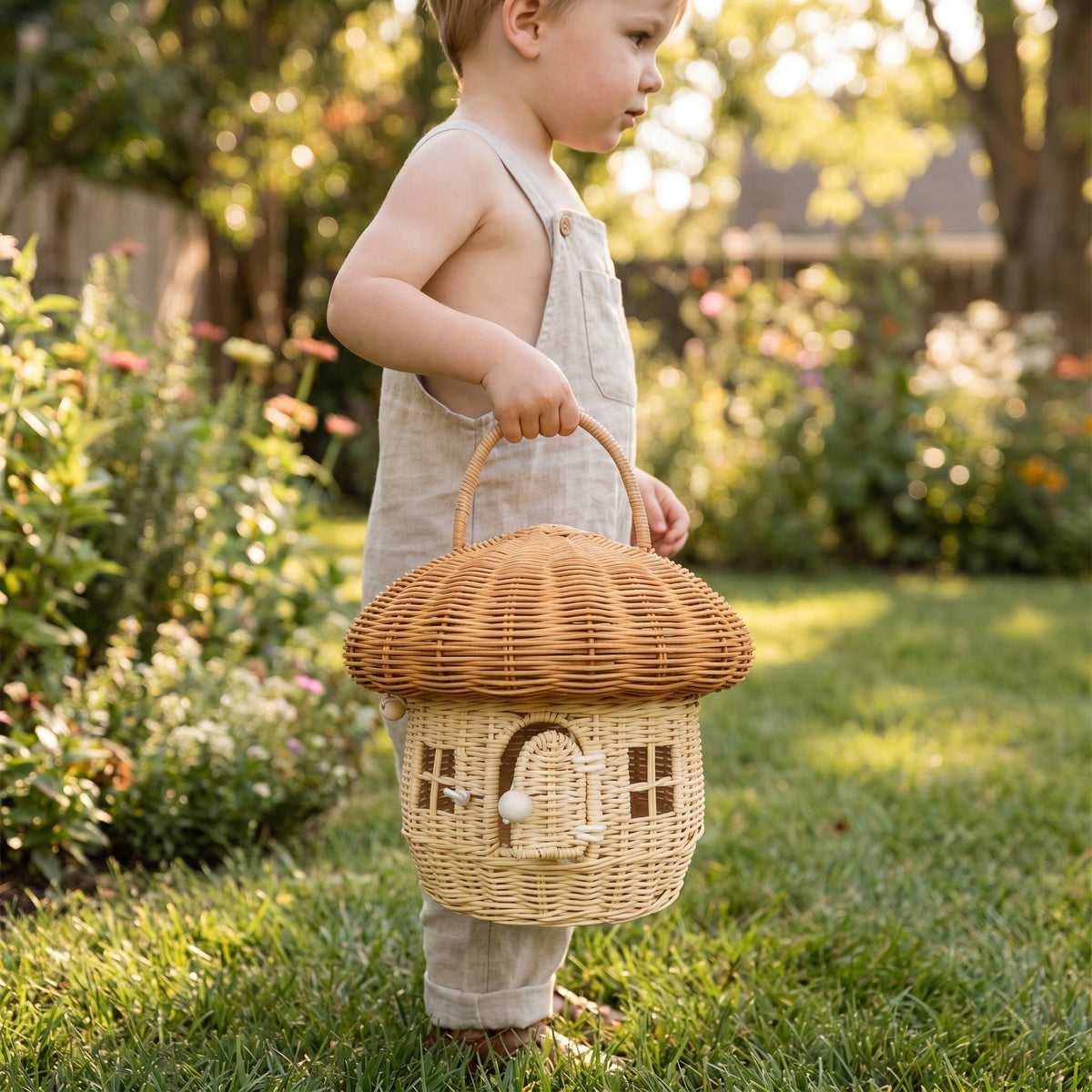 Playful Storage Basket in Mushroom Design Handwoven Handcrafted | Kelmera