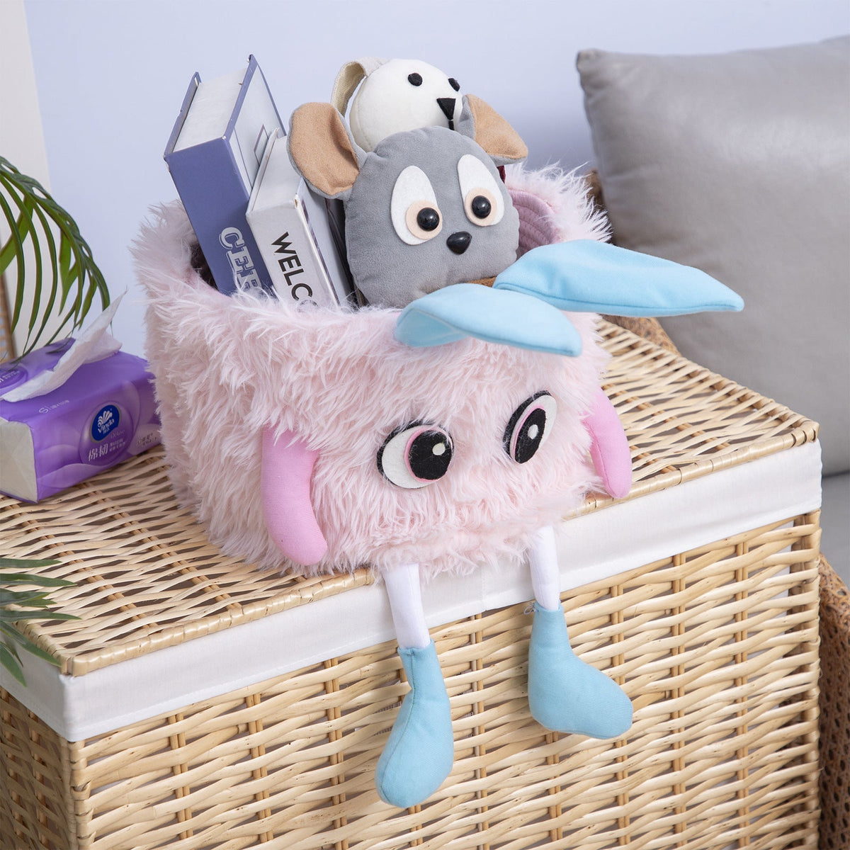 Playful Storage Basket with Animal Motif Soft Textile | Kelmera