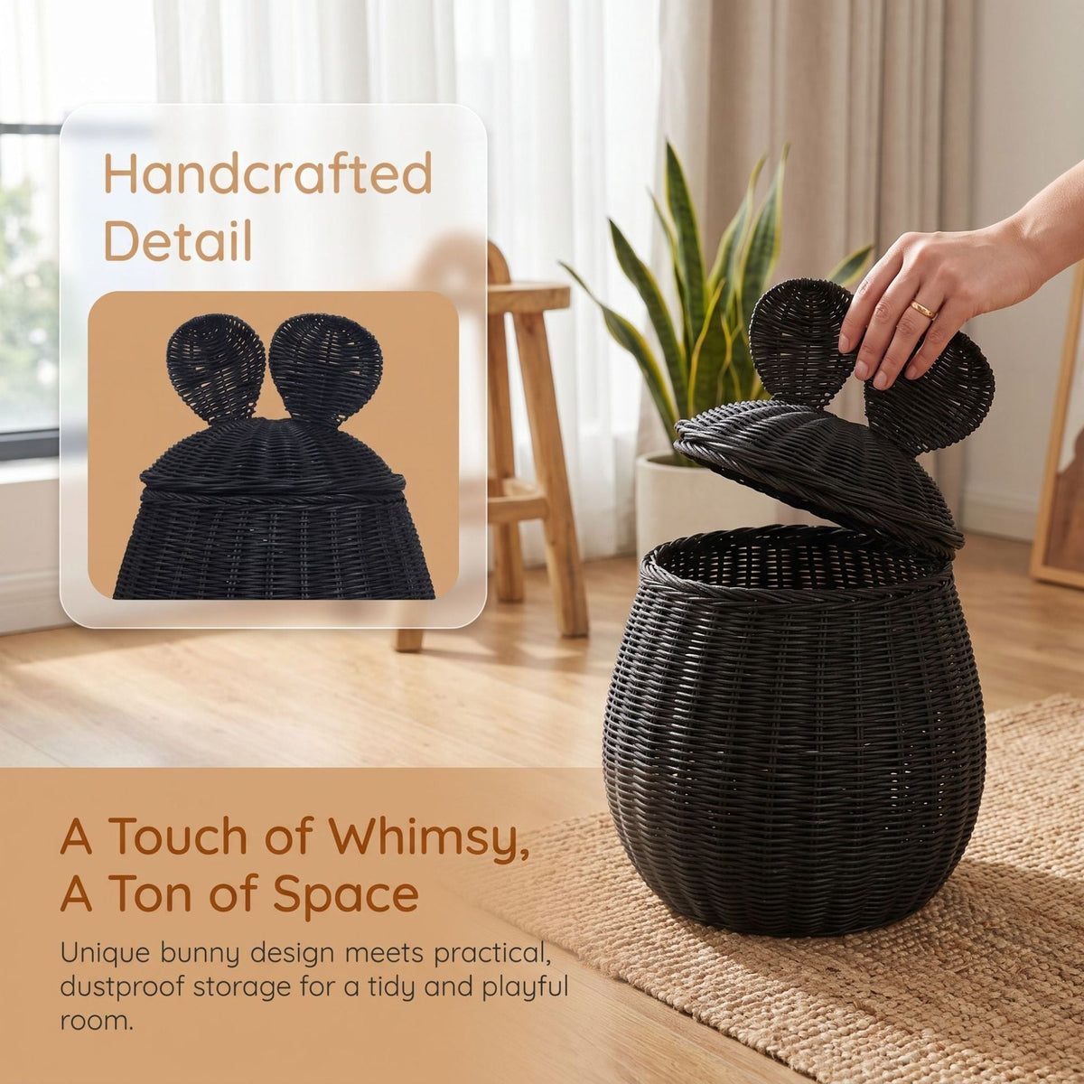 Playful Storage Basket with Lid and Ear Design | Kelmera