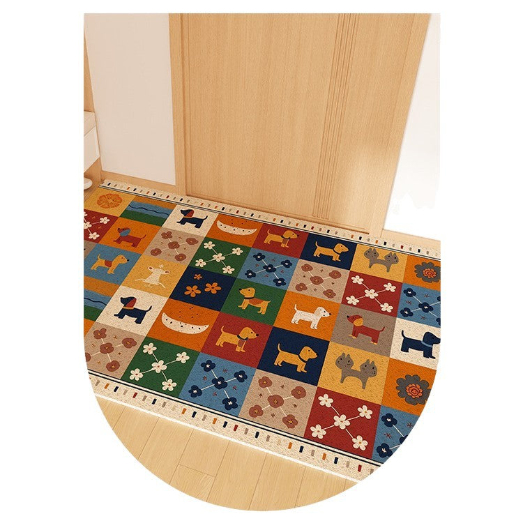Playful Striped Dog Print Welcome Mat | Kelmera