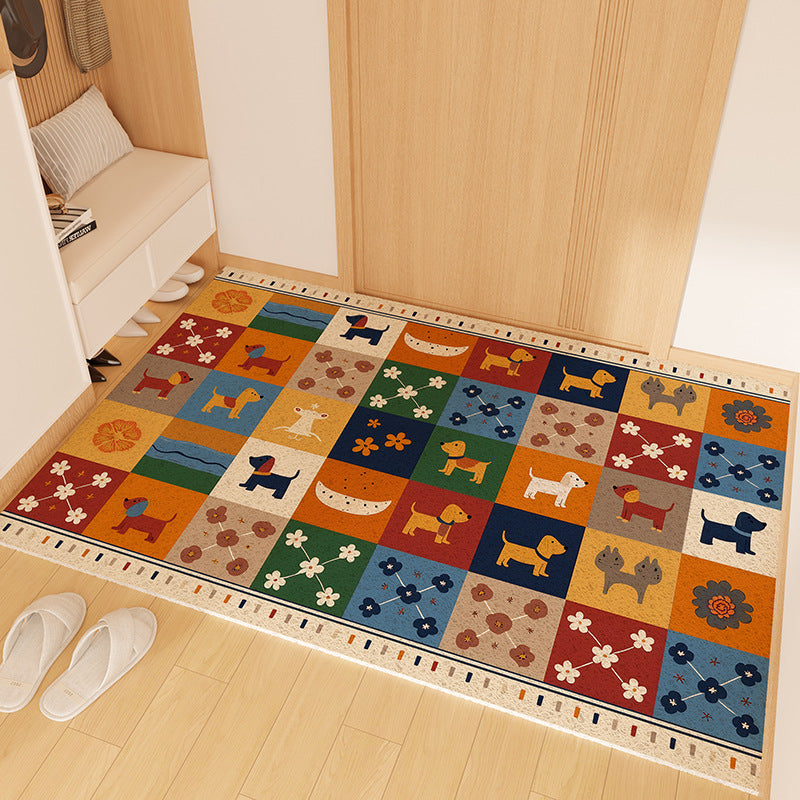 Playful Striped Dog Print Welcome Mat | Kelmera