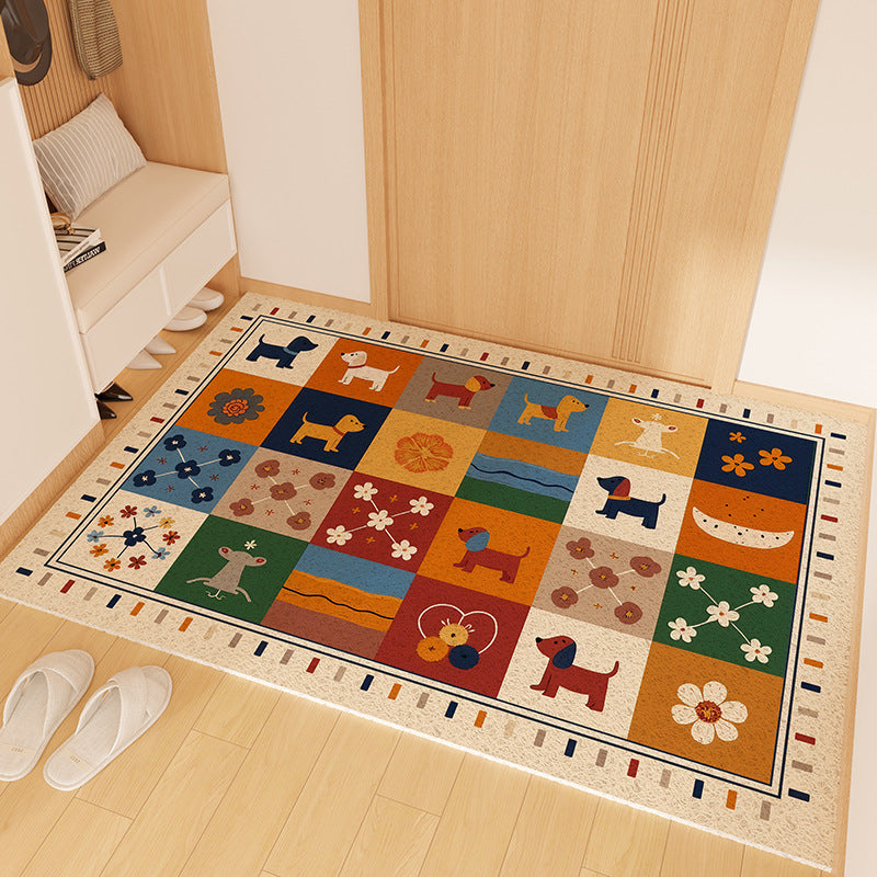Playful Striped Dog Print Welcome Mat | Kelmera