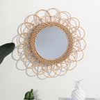 Playful Wall Mirror made of Rattan | Kelmera