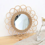 Playful Wall Mirror made of Rattan | Kelmera