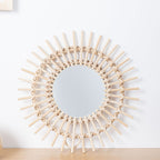 Playful Wall Mirror made of Rattan | Kelmera