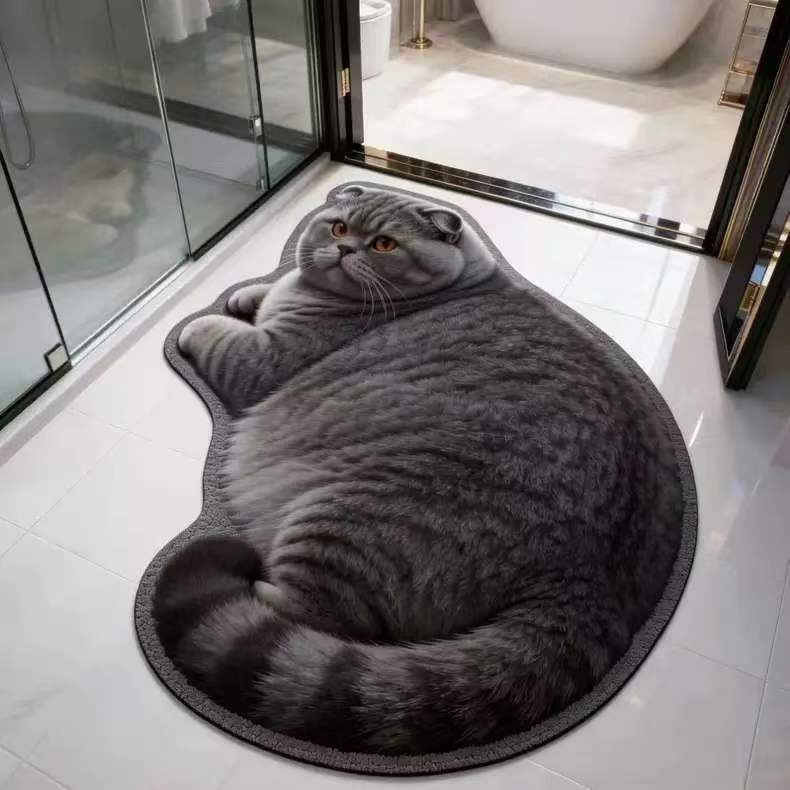 Plush Cat-Shaped Bath Mat | Kelmera