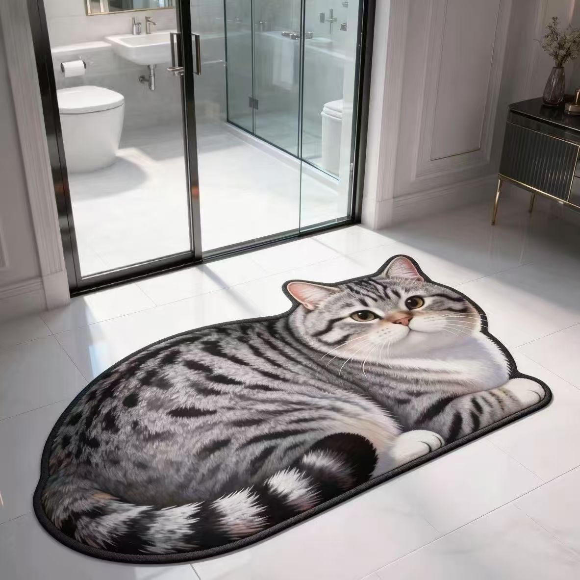 Plush Cat-Shaped Bath Mat | Kelmera
