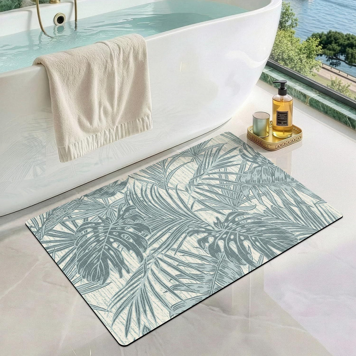 Plush Tropical-Themed Bath Mat | Kelmera