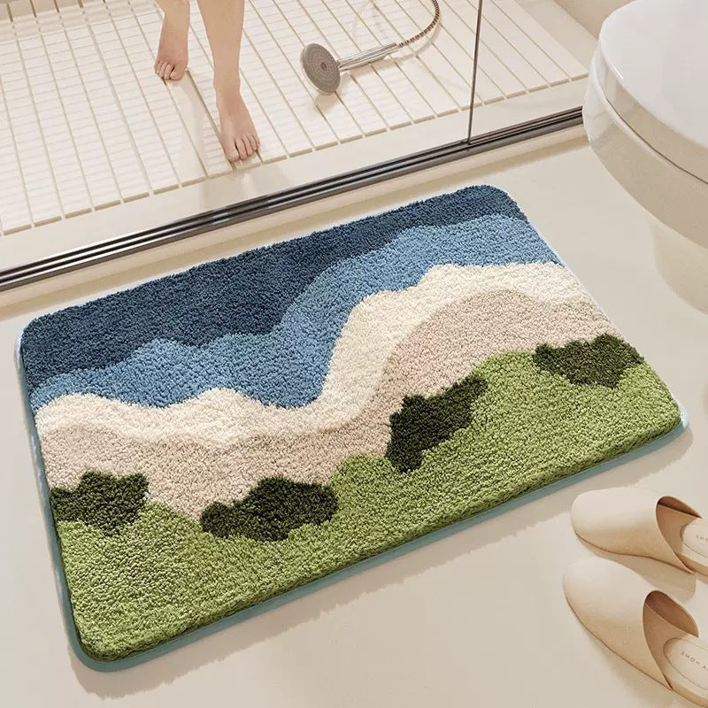 Plush Wave-Pattern Bathroom Mat | Kelmera
