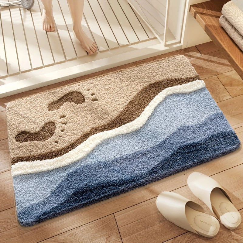 Plush Wave-Pattern Bathroom Mat | Kelmera