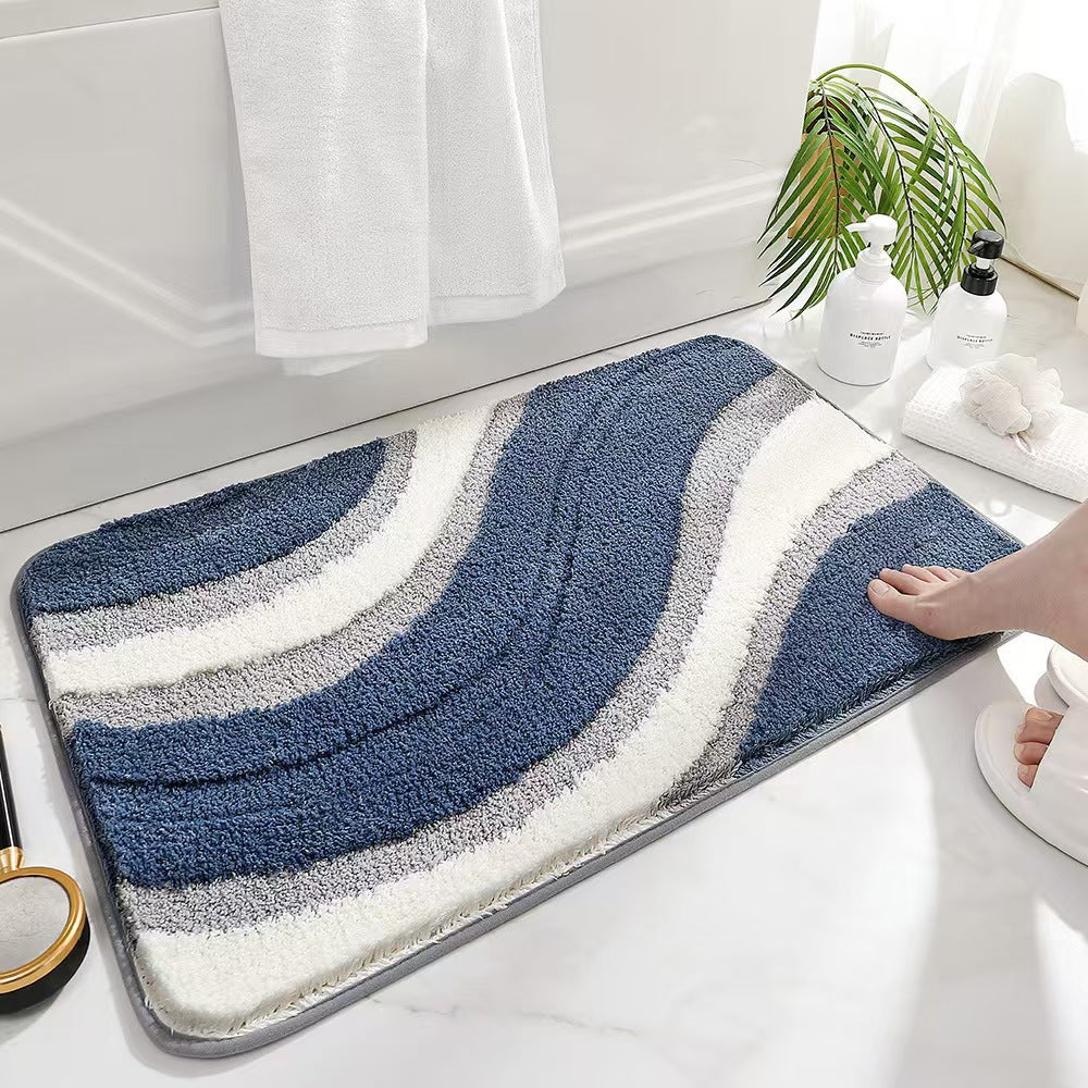Plush Wave-Pattern Bathroom Mat | Kelmera