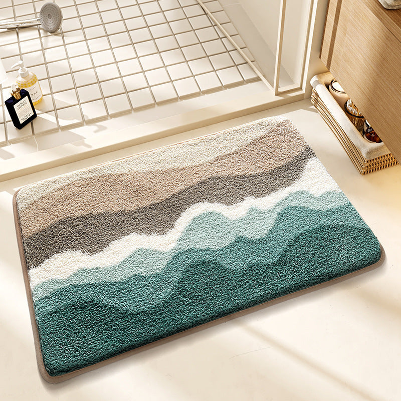Plush Wave-Pattern Bathroom Mat | Kelmera