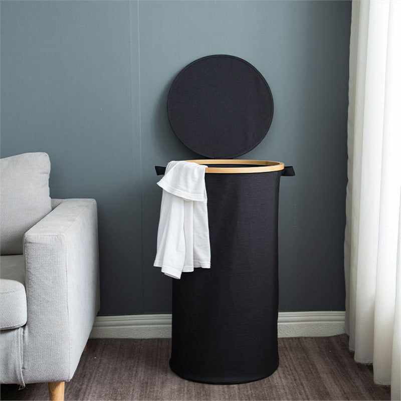 Practical Laundry Basket Soft Textile Wood | Kelmera