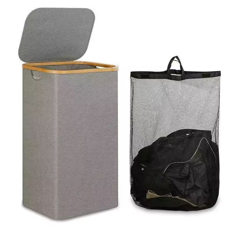 Practical Laundry Basket with Breathable Mesh and Stylish Bamboo Lid | Kelmera