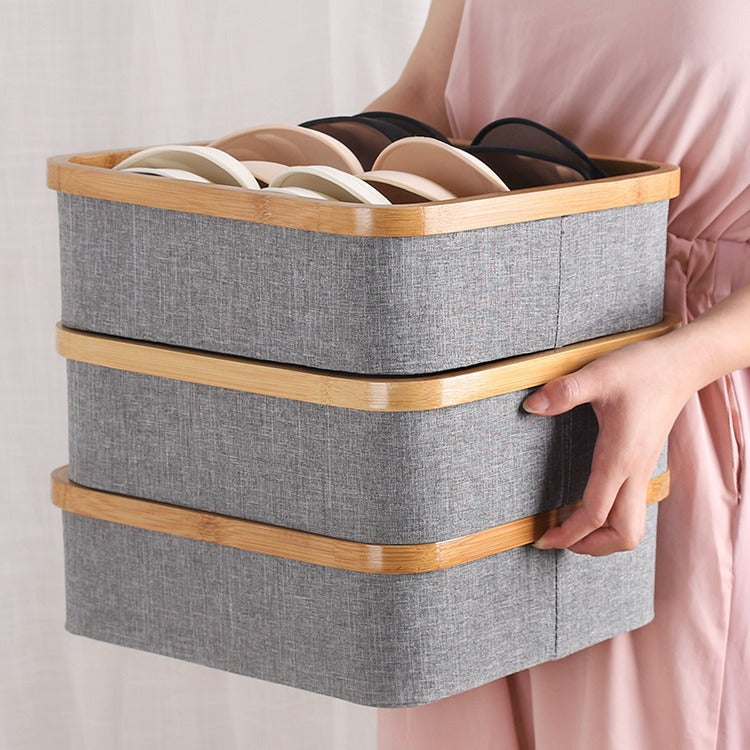 Practical Storage Basket with Compartments Bamboo Soft Textile | Kelmera
