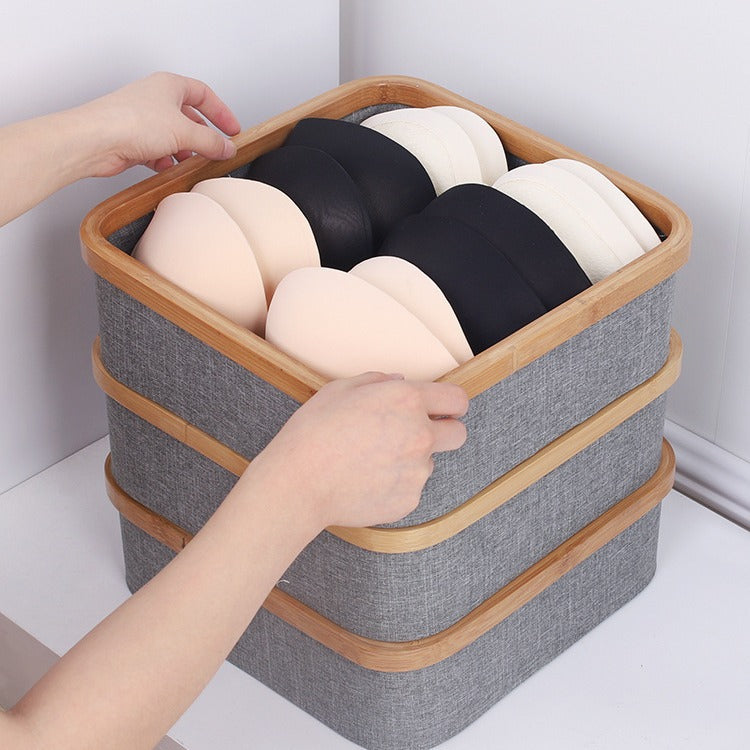 Practical Storage Basket with Compartments Bamboo Soft Textile | Kelmera