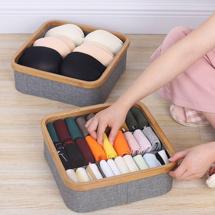 Practical Storage Basket with Compartments Bamboo Soft Textile | Kelmera