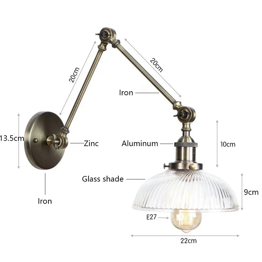 Quinndirra Glass Adjustable Wall Lamp