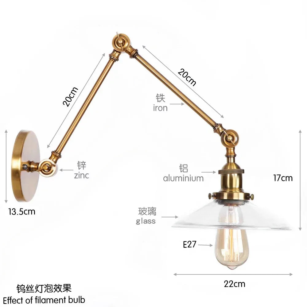 Quinndirra Glass Adjustable Wall Lamp
