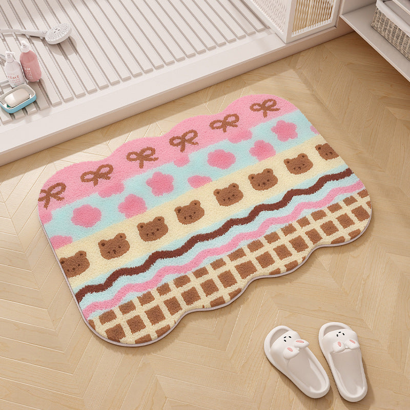Rainbow-Themed Plush Memory Foam Bath Mat | Kelmera