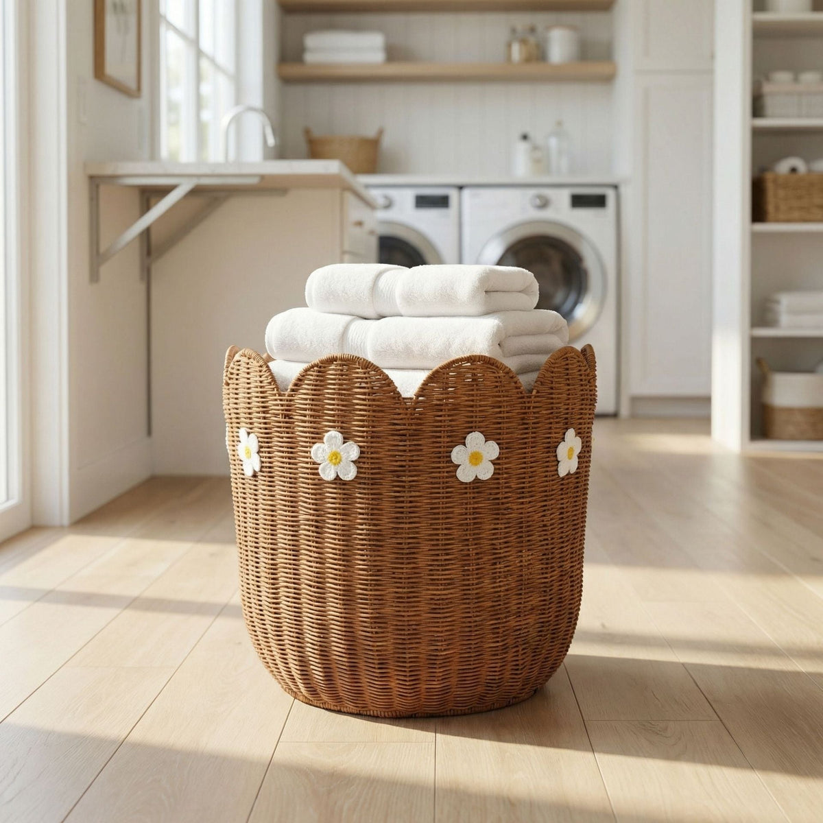 Rattan Basket with Flower Motif | Kelmera