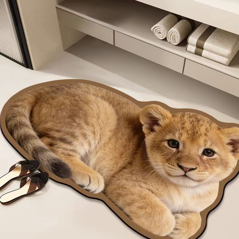 Realistic Lion Cub Shaped Floor Mat | Kelmera