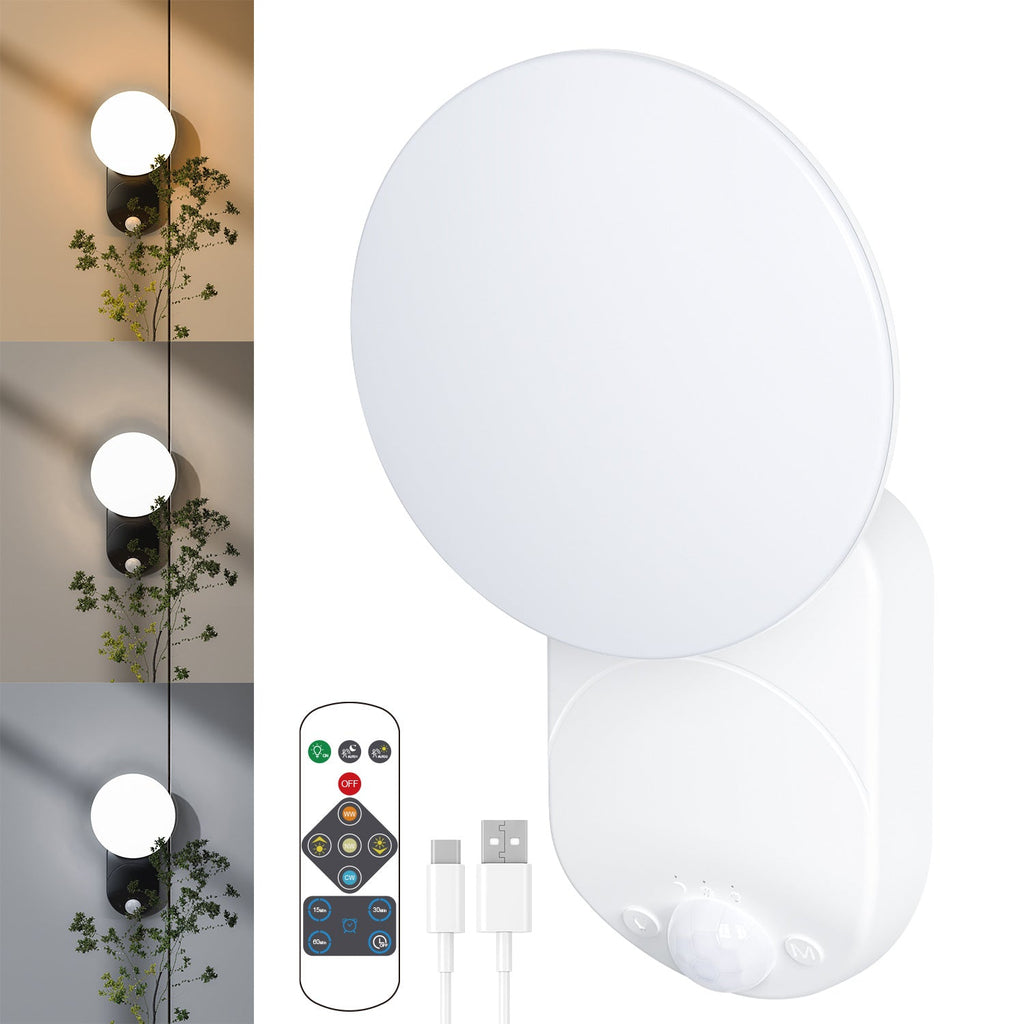 Rechargeable Motion-Activated LED Wall Light with Remote Control and Adjustable Color Temperature | Kelmera
