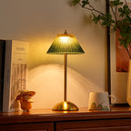 Ribbed Glass Desk Lamp with Brushed Brass Base | Kelmera