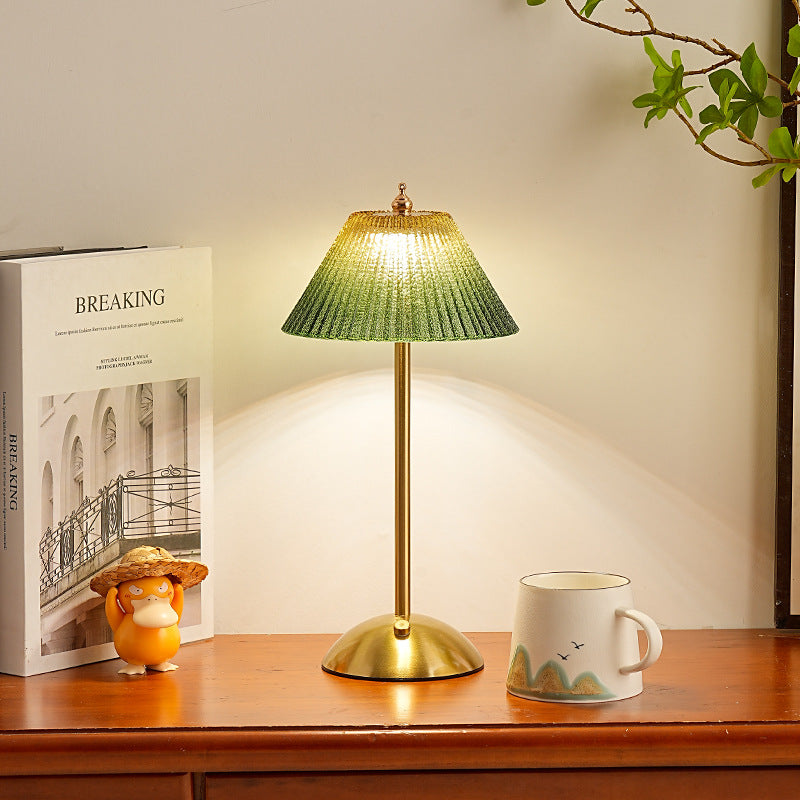 Ribbed Glass Desk Lamp with Brushed Brass Base | Kelmera