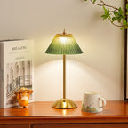 Ribbed Glass Desk Lamp with Brushed Brass Base | Kelmera