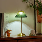 Ribbed Glass Desk Lamp with Brushed Brass Base | Kelmera