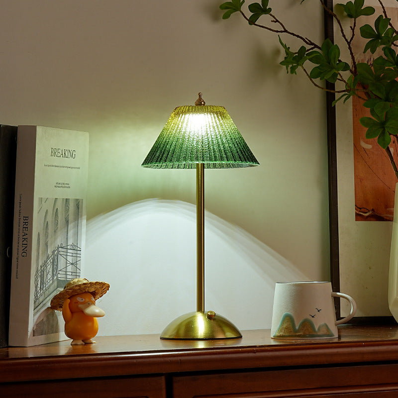 Ribbed Glass Desk Lamp with Brushed Brass Base | Kelmera