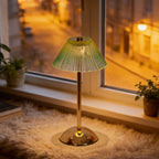 Ribbed Glass Desk Lamp with Brushed Brass Base | Kelmera