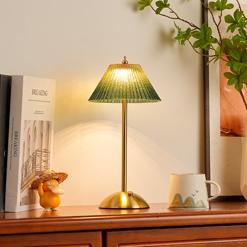 Ribbed Glass Desk Lamp with Brushed Brass Base | Kelmera