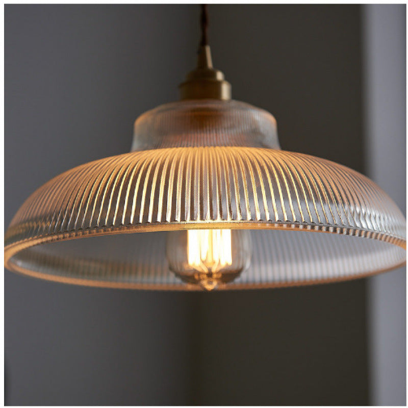 Rillenglas Industrial Pendant Light with Brass Socket | Kelmera