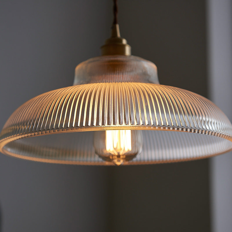 Rillenglas Industrial Pendant Light with Brass Socket | Kelmera