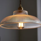 Rillenglas Industrial Pendant Light with Brass Socket | Kelmera