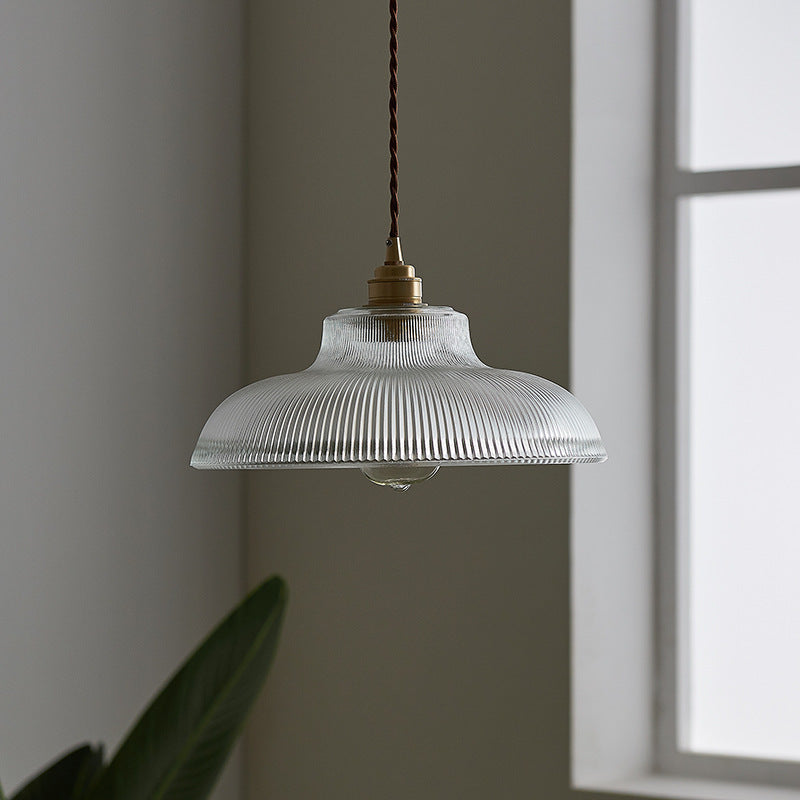 Rillenglas Industrial Pendant Light with Brass Socket | Kelmera