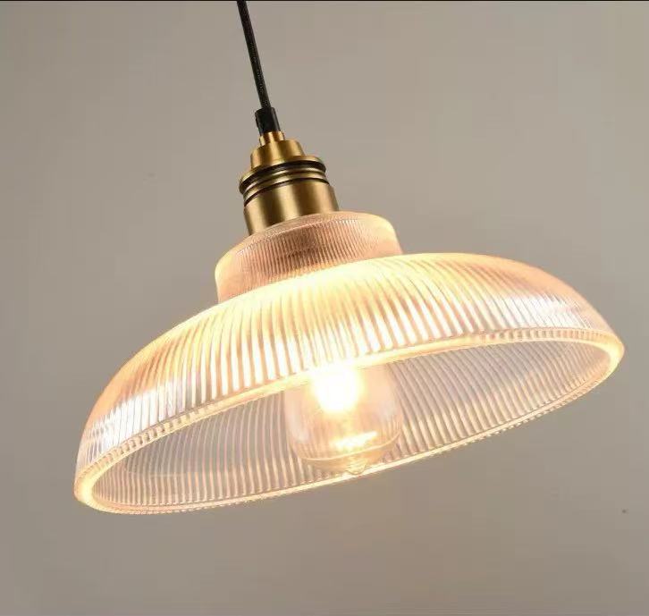 Rillenglas Industrial Pendant Light with Brass Socket | Kelmera